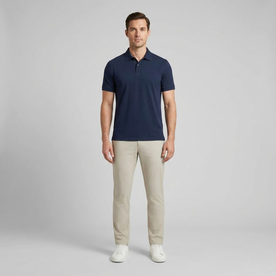 Braumier | Mens Short Sleeve Collared Polo Shirt Navy