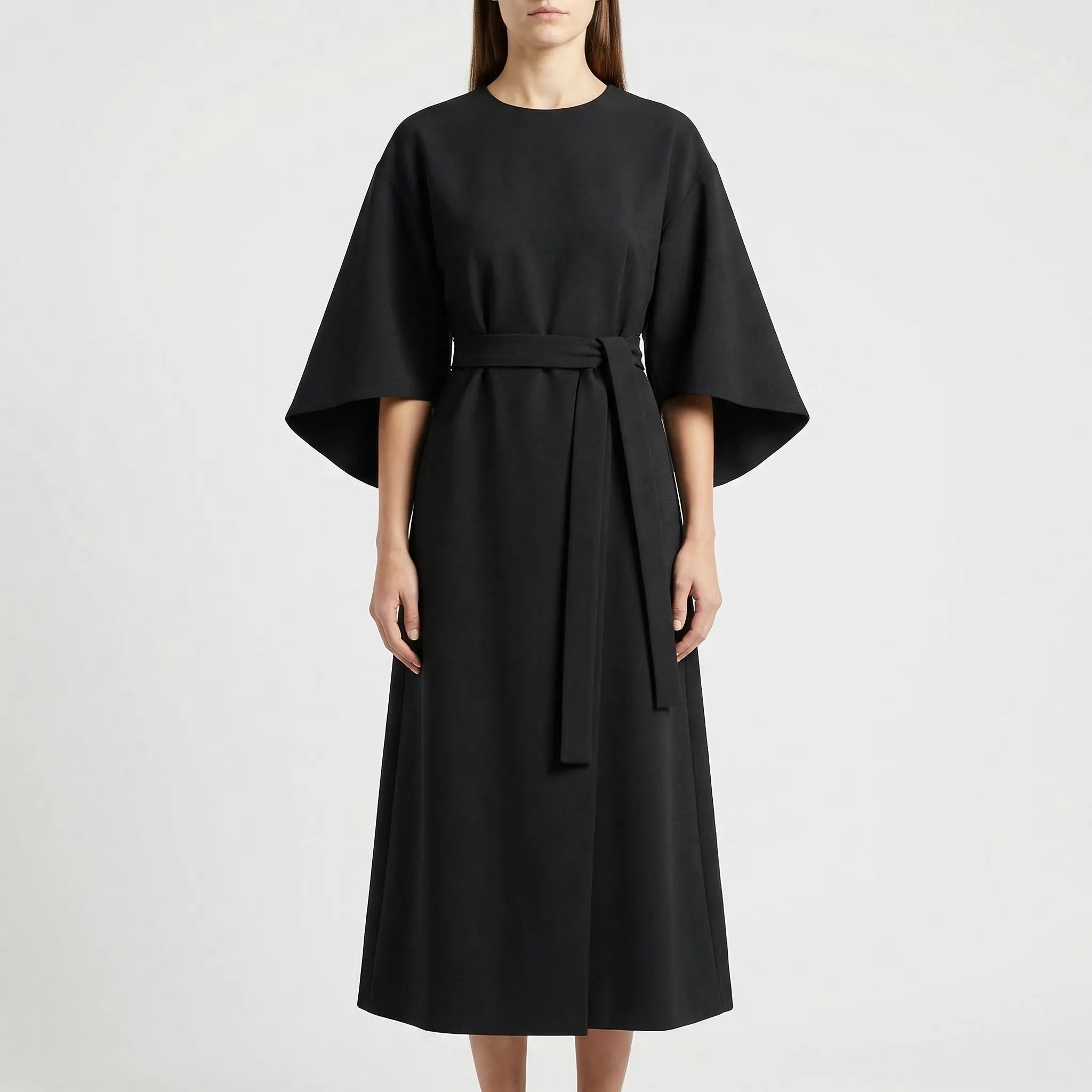 Drapolux - Belted Waist Midi Dress