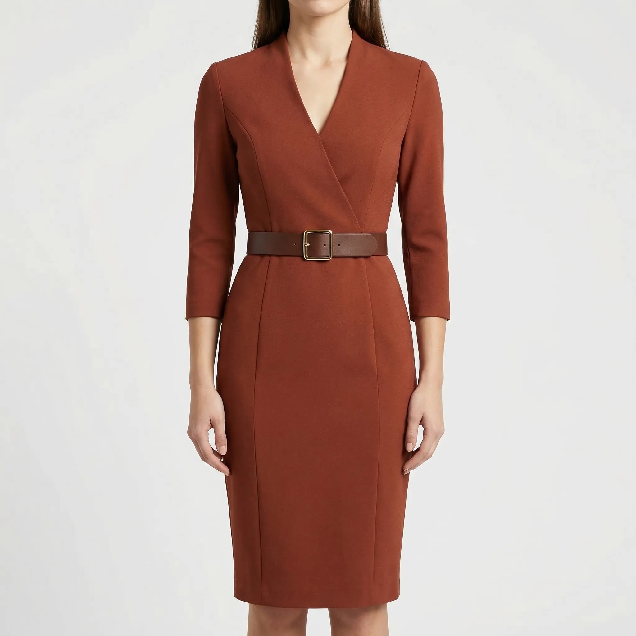 Velvara - Belted Wrap Midi Dress For Women