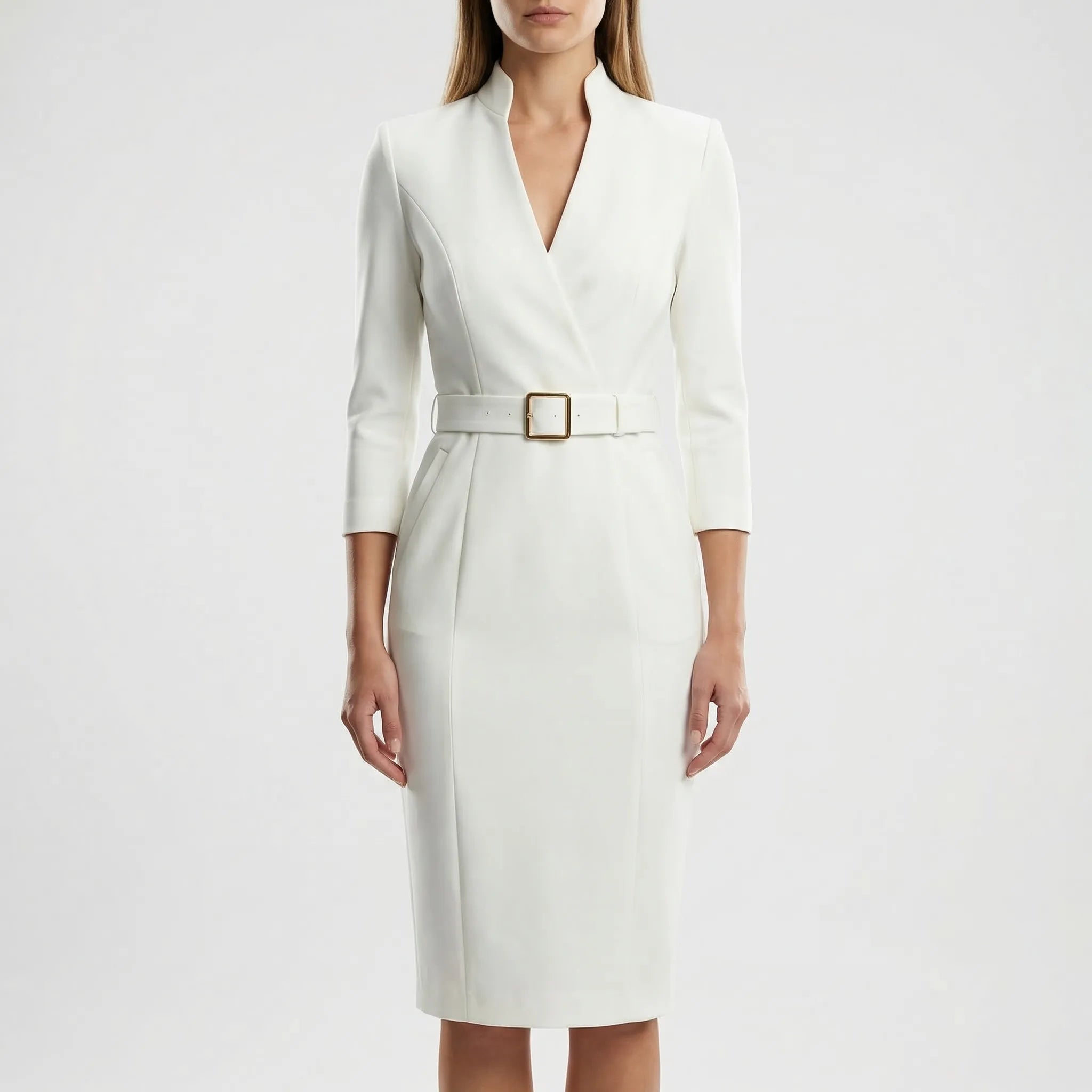 Velvara - Belted Wrap Midi Dress For Women