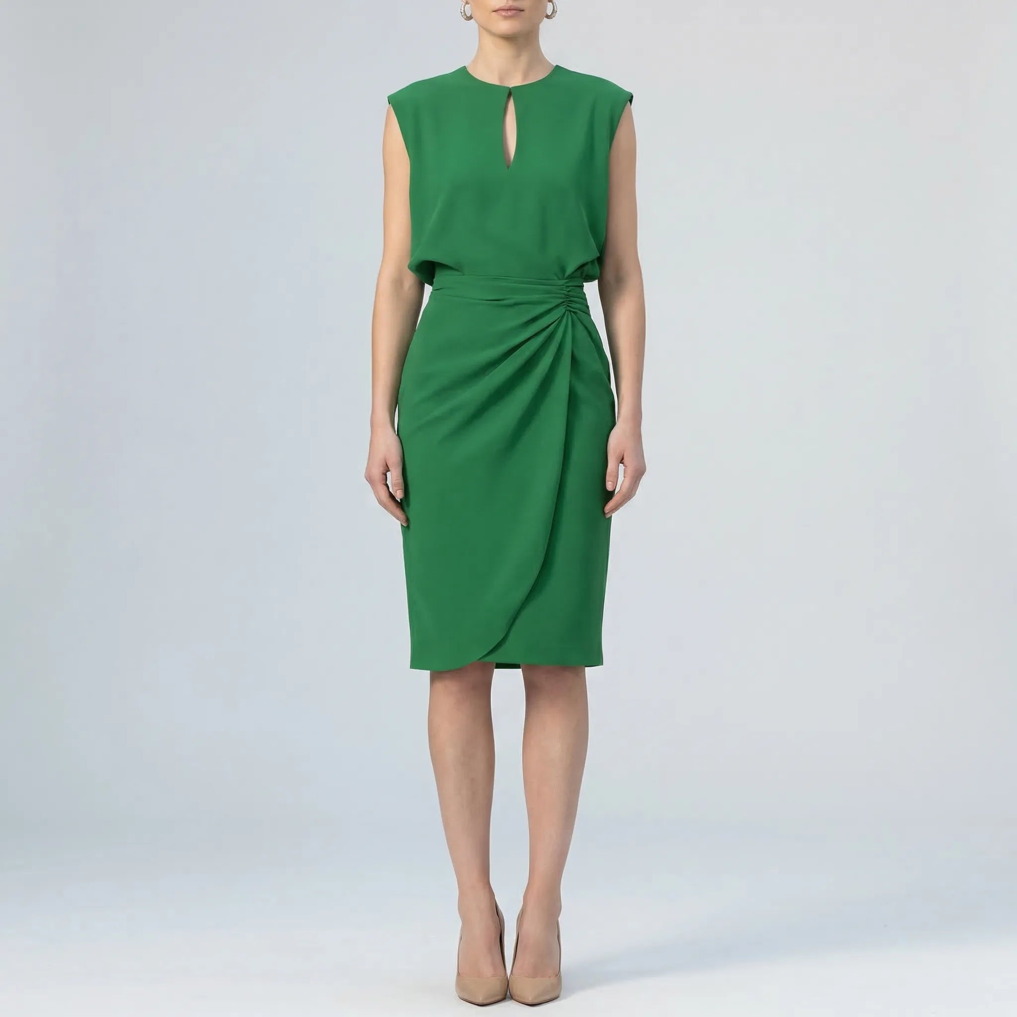 Velvyna - Sleeveless Keyhole Midi Dress