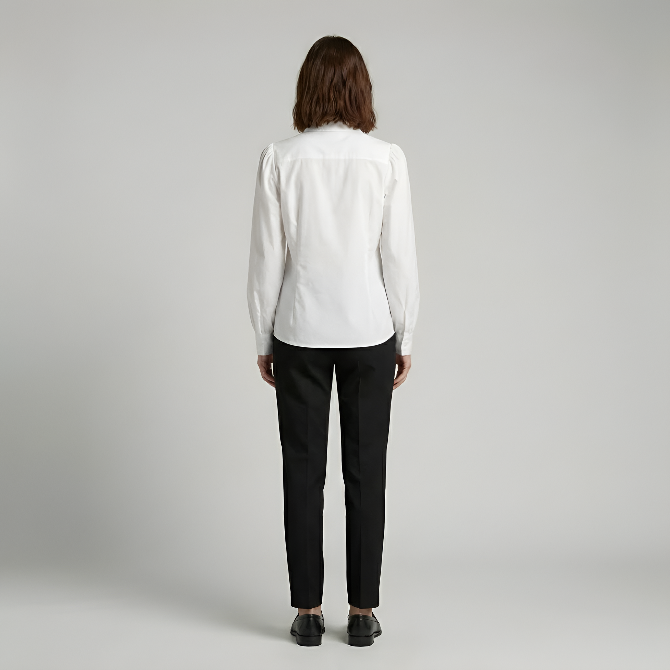 Braumier | Womens Long Sleeve Puff Shoulder Button Down Blouse