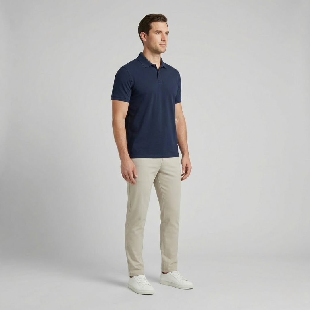 Braumier | Mens Short Sleeve Collared Polo Shirt Navy