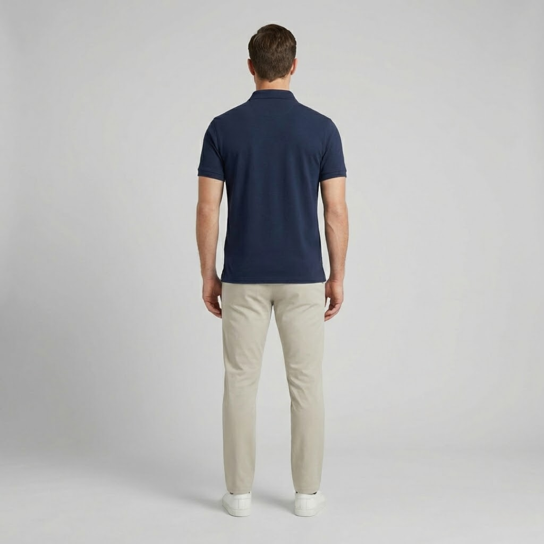 Braumier | Mens Short Sleeve Collared Polo Shirt Navy