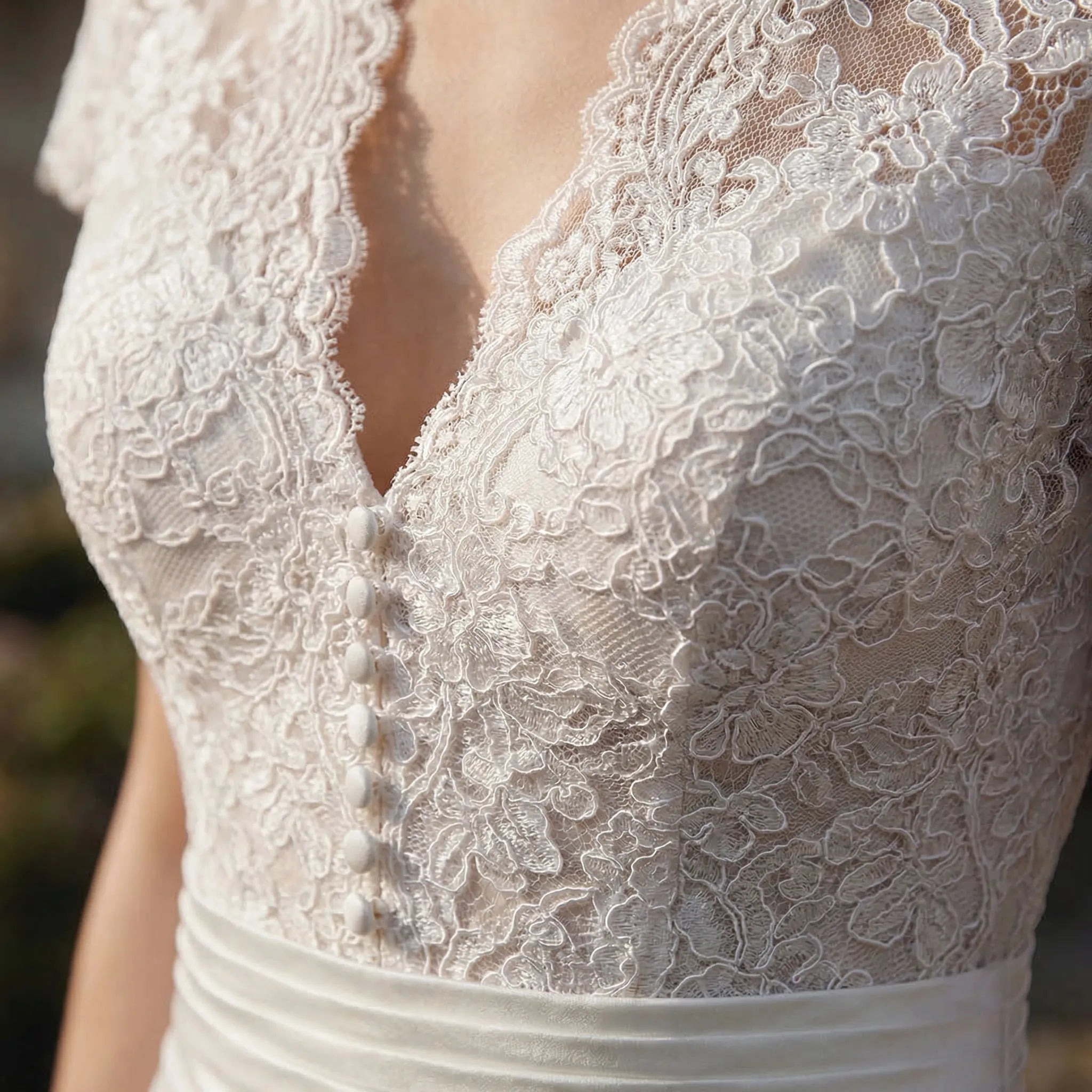Bellacen - Lace Bodice Midi Wedding Dress