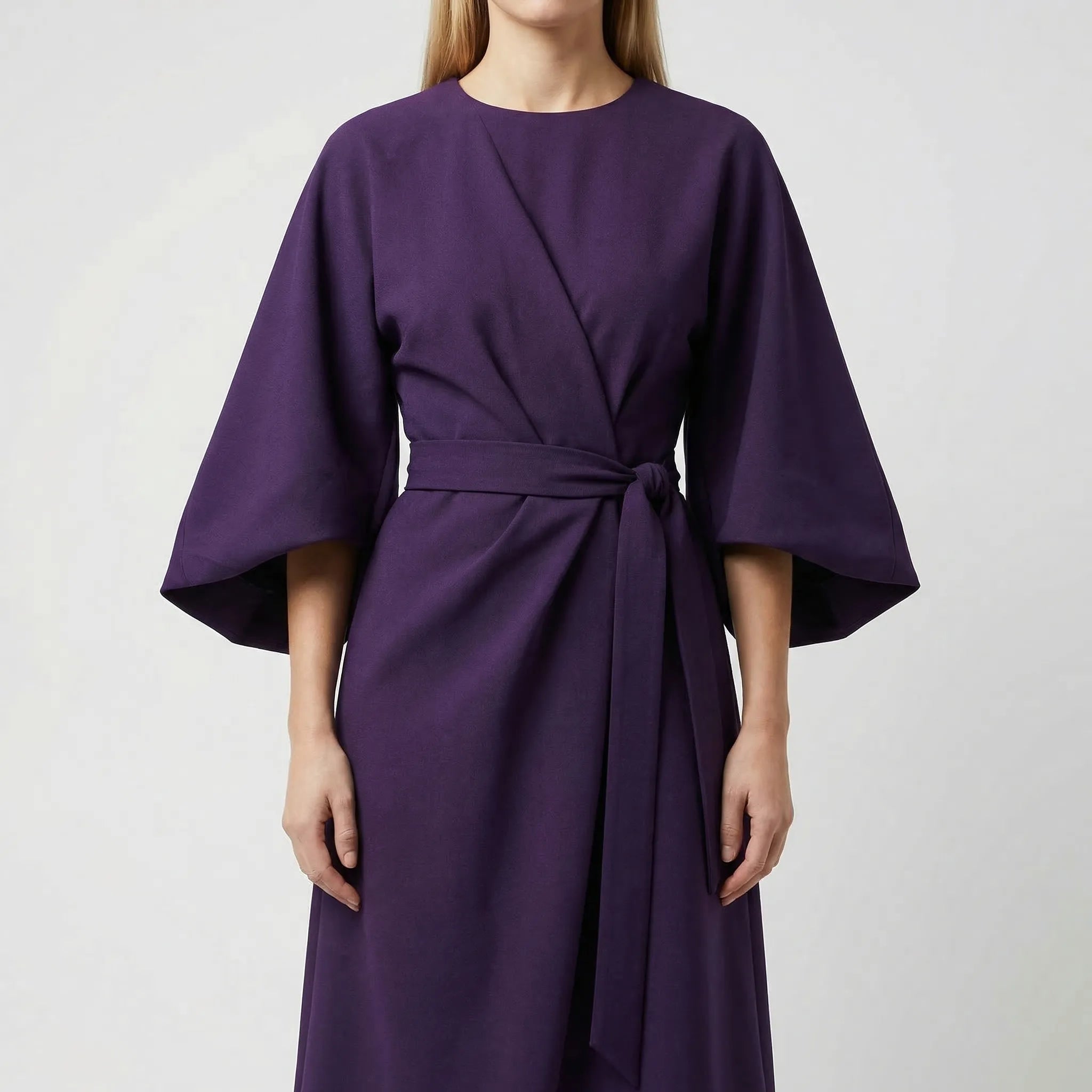Drapolux - Belted Waist Midi Dress