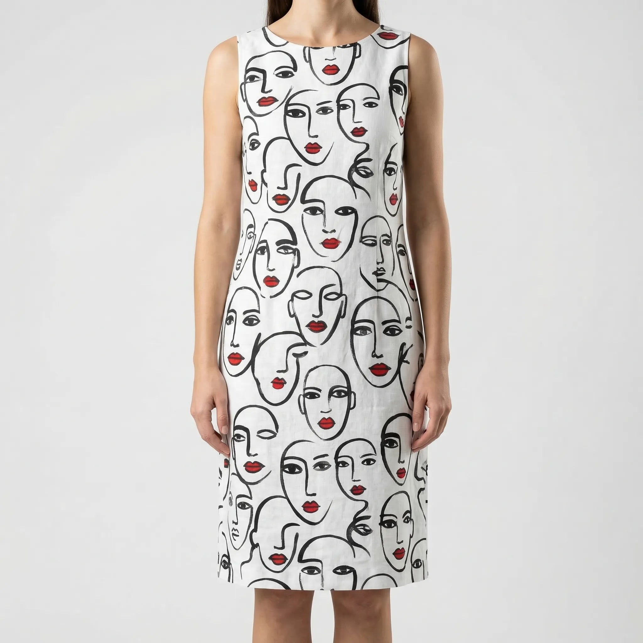 Floriven - Long-Sleeve Abstract Floral Shift Dress