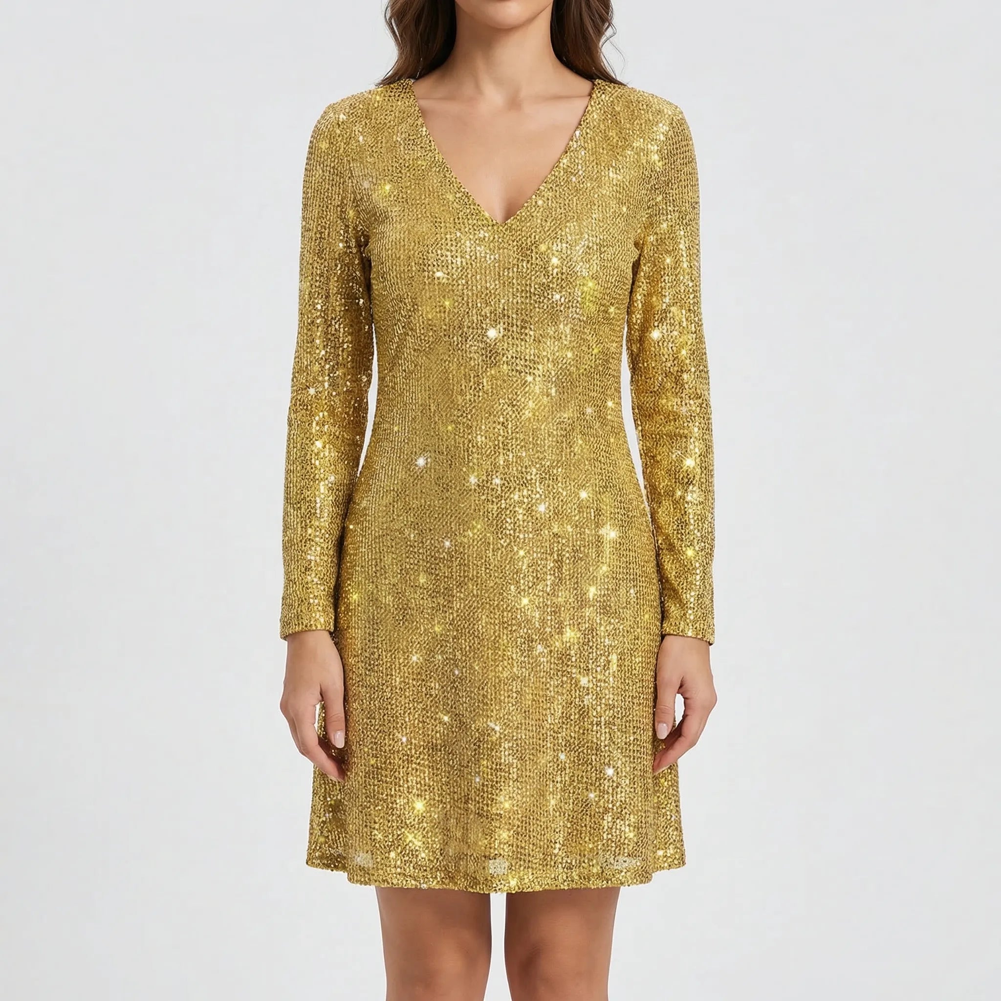 Glimmra - Long Sleeve Wrap Style Mini Dress