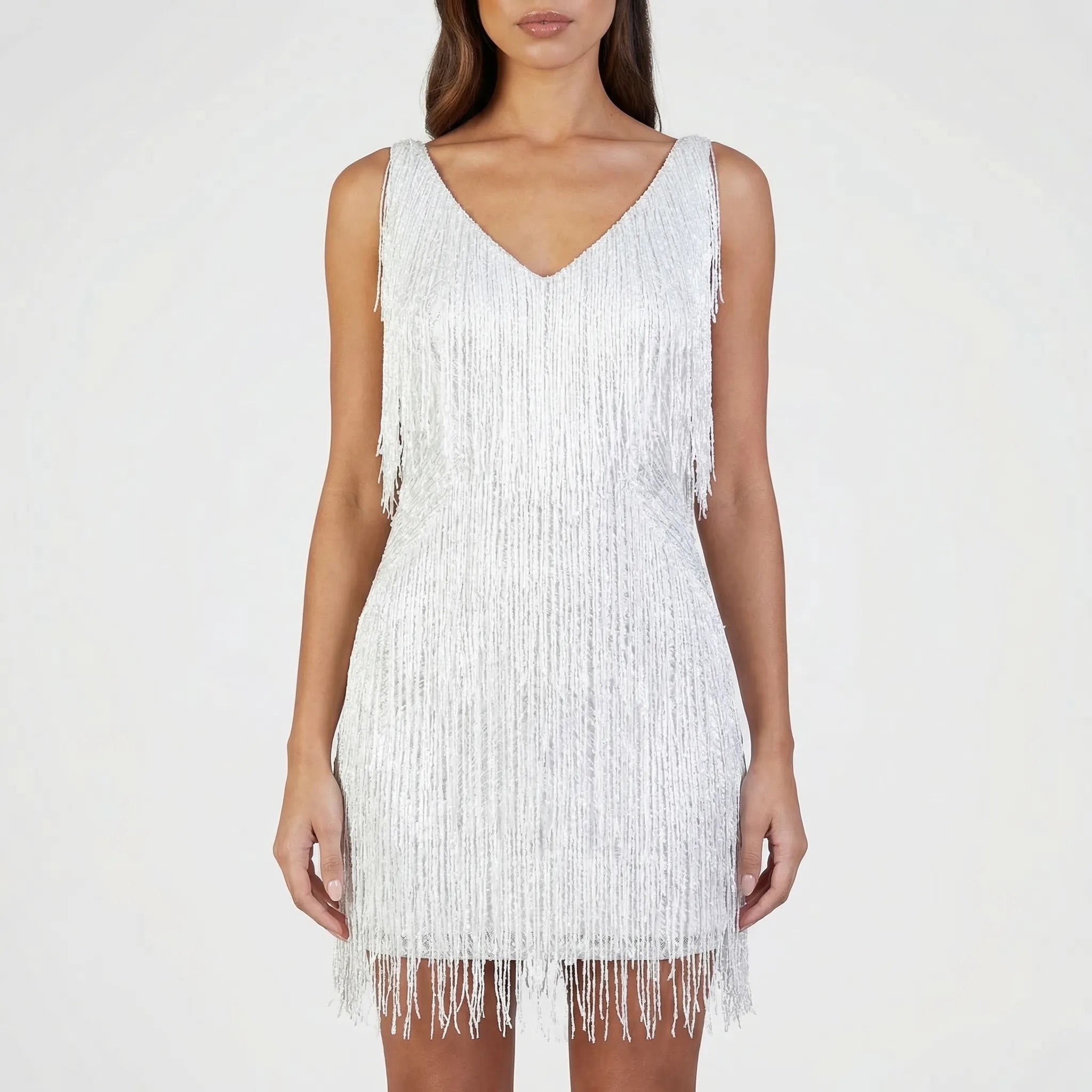 Glitzra - Sparkly Fringe Mini Party Dress