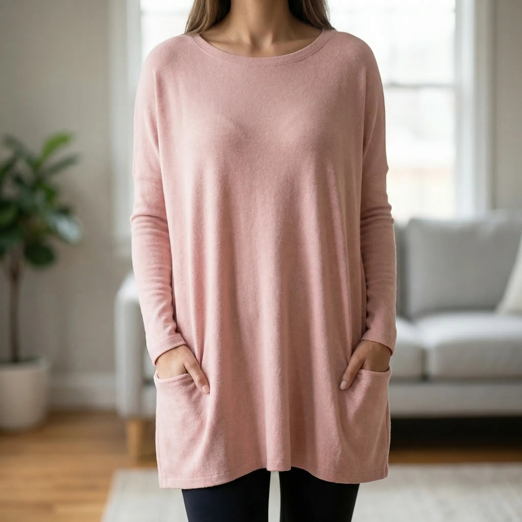 Sofella - Long Sleeve Oversized Tunic Dress