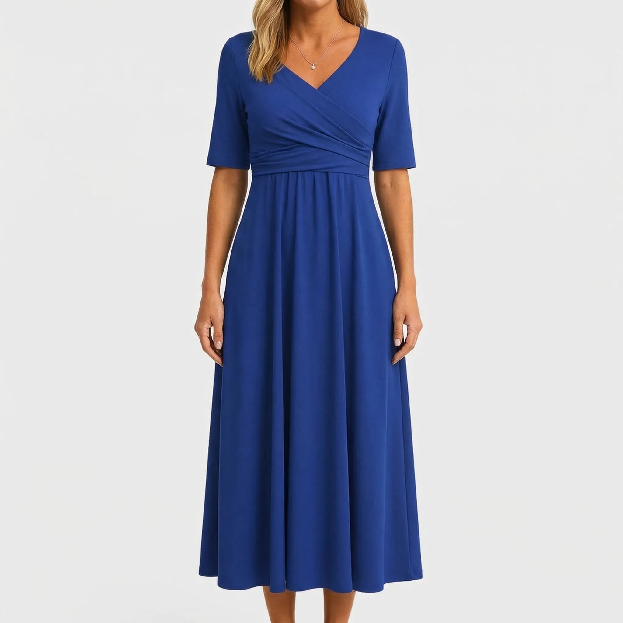 Veluria - V-Neck Wrap Style Midi Dress