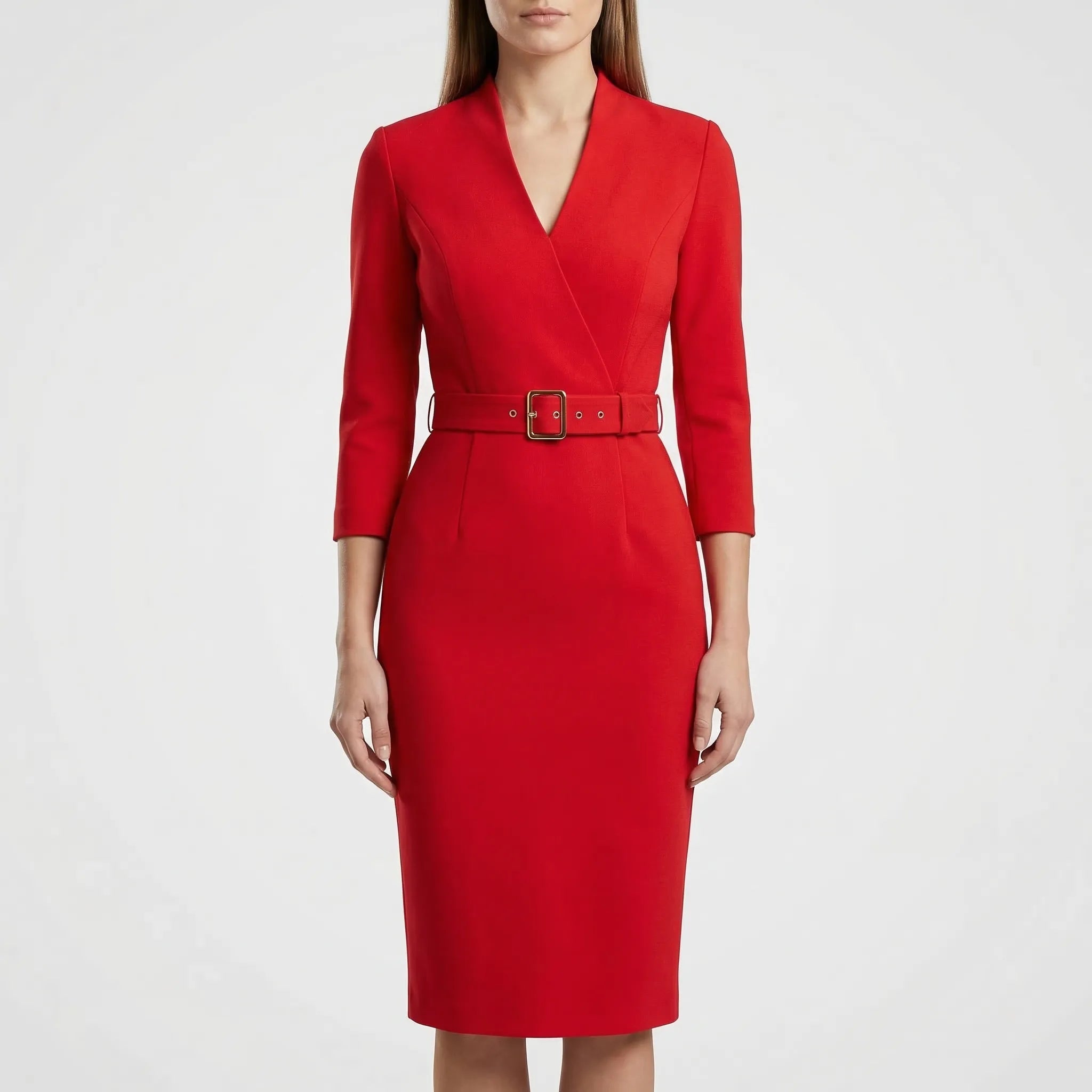 Velvara - Belted Wrap Midi Dress For Women