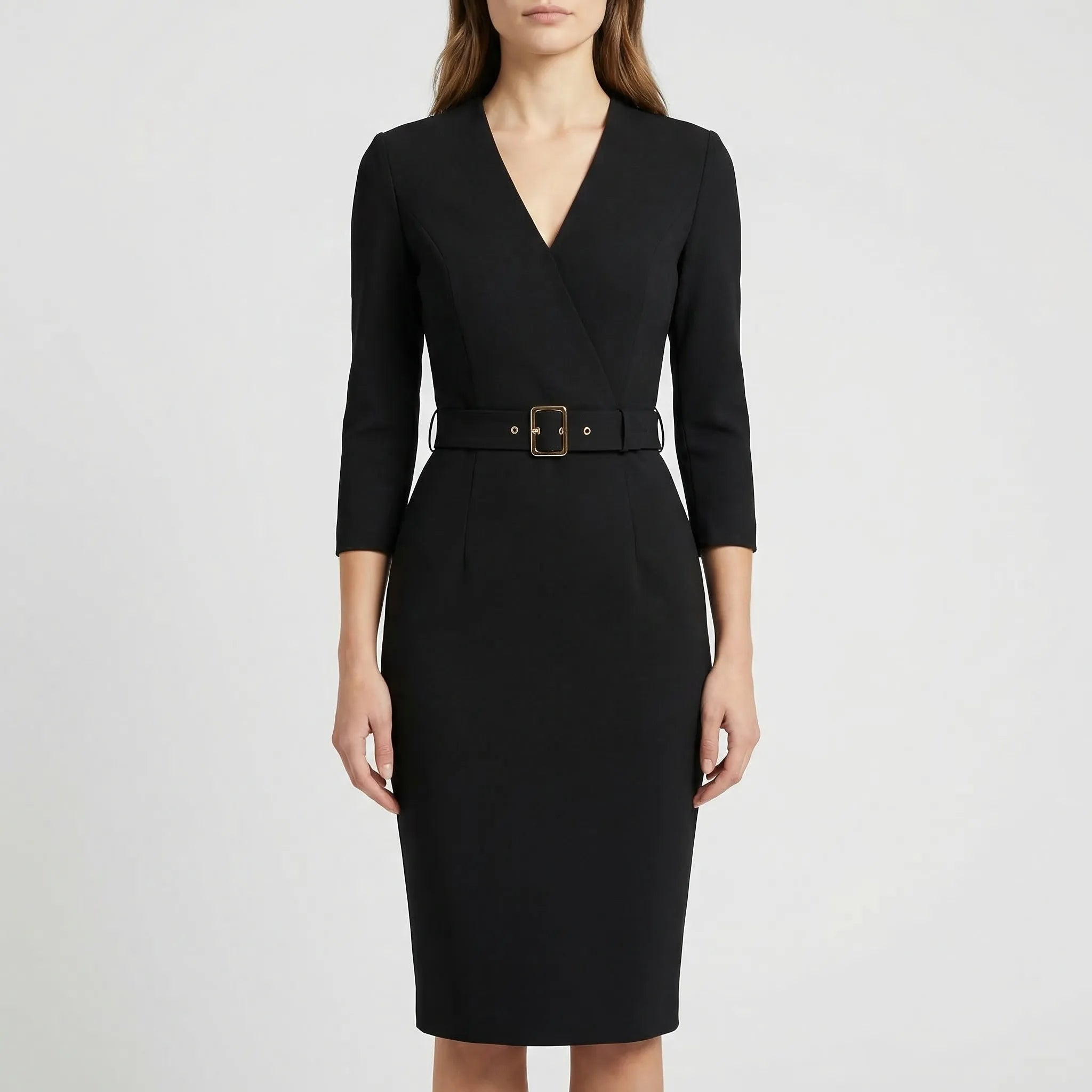 Velvara - Belted Wrap Midi Dress For Women